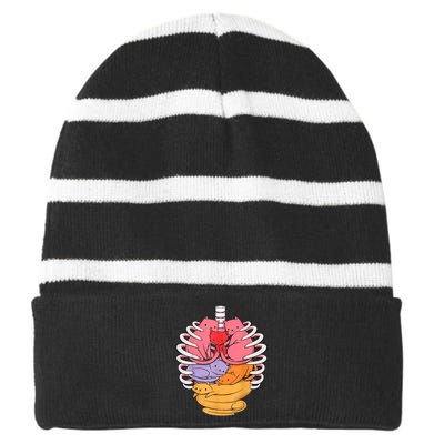 Funny Organs Made Out Of Cats Striped Beanie with Solid Band