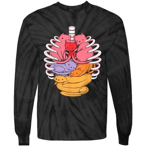 Funny Organs Made Out Of Cats Tie-Dye Long Sleeve Shirt