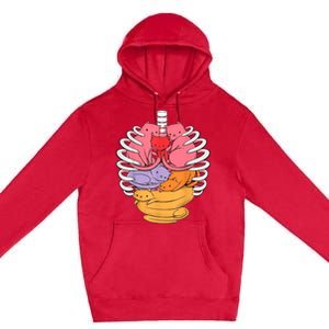 Funny Organs Made Out Of Cats Premium Pullover Hoodie