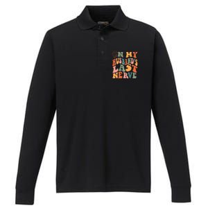 Funny On My Husband's Last Nerve Groovy On Back Performance Long Sleeve Polo