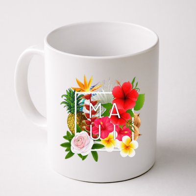 Flowers Of Maui Word Art Hawaiian Island Souvenir Coffee Mug