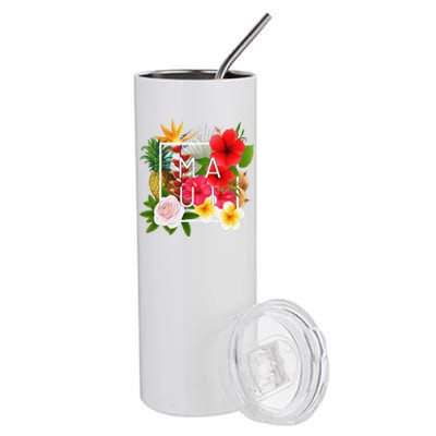 Flowers Of Maui Word Art Hawaiian Island Souvenir Stainless Steel Tumbler