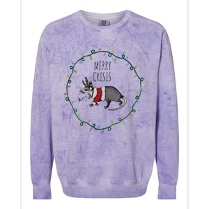 Festive Opossum Merry Crisis Merry Christmas Colorblast Crewneck Sweatshirt