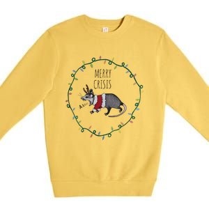 Festive Opossum Merry Crisis Merry Christmas Premium Crewneck Sweatshirt