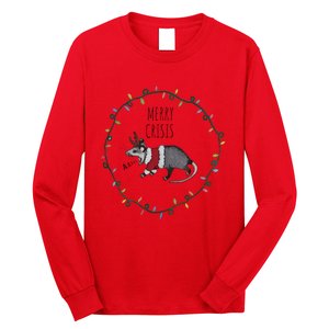 Festive Opossum Merry Crisis Merry Christmas Long Sleeve Shirt