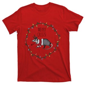 Festive Opossum Merry Crisis Merry Christmas T-Shirt