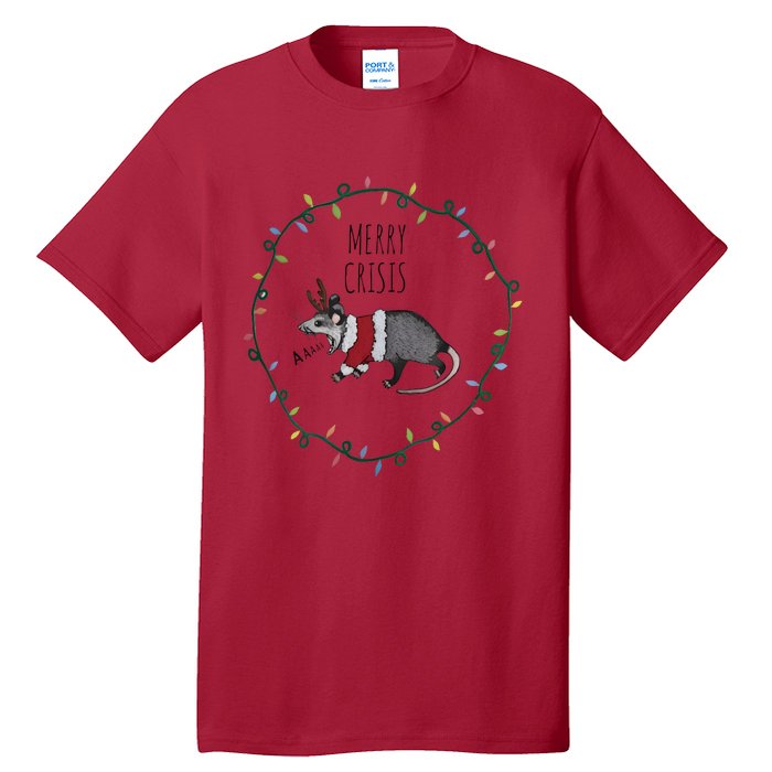 Festive Opossum Merry Crisis Merry Christmas Tall T-Shirt