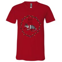 Festive Opossum Merry Crisis Merry Christmas V-Neck T-Shirt