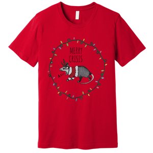 Festive Opossum Merry Crisis Merry Christmas Premium T-Shirt