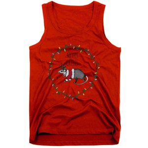 Festive Opossum Merry Crisis Merry Christmas Tank Top