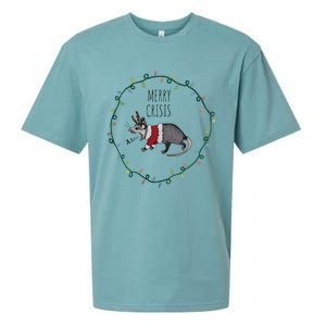 Festive Opossum Merry Crisis Merry Christmas Sueded Cloud Jersey T-Shirt