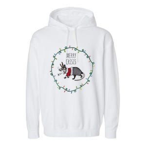 Festive Opossum Merry Crisis Merry Christmas Garment-Dyed Fleece Hoodie