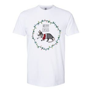 Festive Opossum Merry Crisis Merry Christmas Softstyle CVC T-Shirt