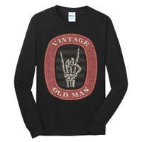 Funny Old Man Guy Vintage Graphic Skeleton Hand Tall Long Sleeve T-Shirt