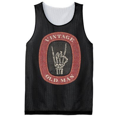 Funny Old Man Guy Vintage Graphic Skeleton Hand Mesh Reversible Basketball Jersey Tank