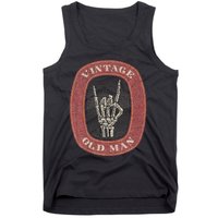 Funny Old Man Guy Vintage Graphic Skeleton Hand Tank Top