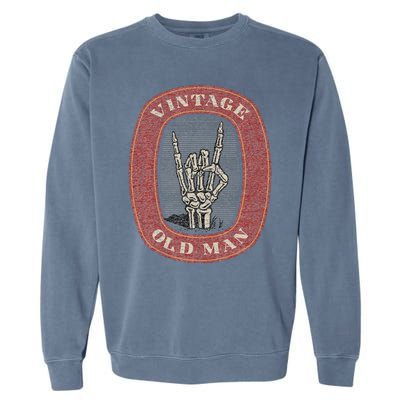 Funny Old Man Guy Vintage Graphic Skeleton Hand Garment-Dyed Sweatshirt