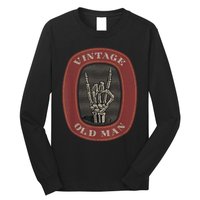 Funny Old Man Vintage Skeleton Hand Graphic Long Sleeve Shirt