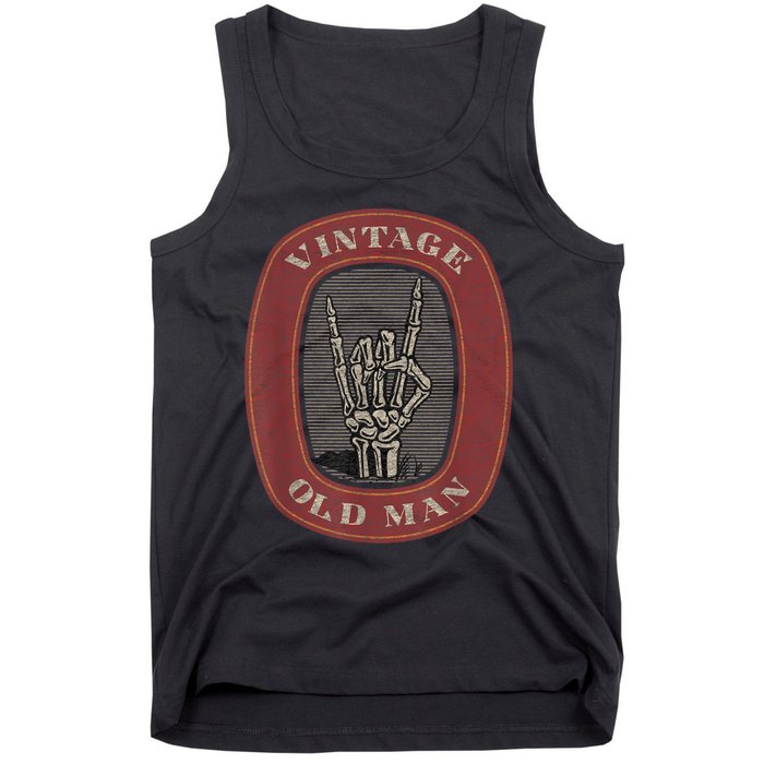 Funny Old Man Vintage Skeleton Hand Graphic Tank Top