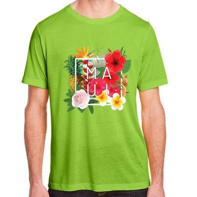 Flowers Of Maui Word Art Hawaiian Island Souvenir Adult ChromaSoft Performance T-Shirt