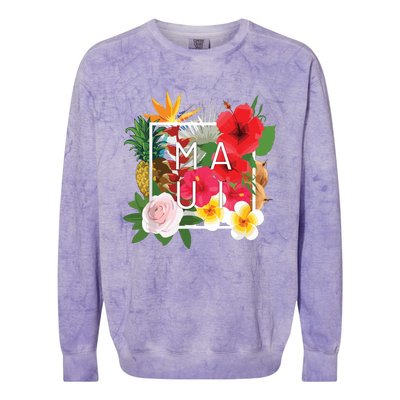 Flowers Of Maui Word Art Hawaiian Island Souvenir Colorblast Crewneck Sweatshirt