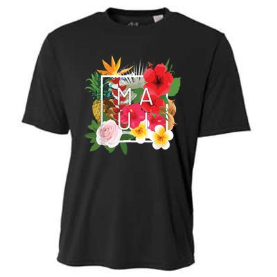 Flowers Of Maui Word Art Hawaiian Island Souvenir Cooling Performance Crew T-Shirt