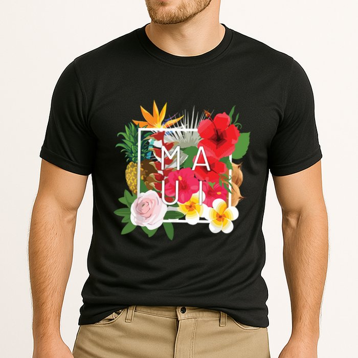 Flowers Of Maui Word Art Hawaiian Island Souvenir Cooling Performance Crew T-Shirt