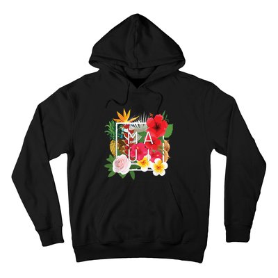 Flowers Of Maui Word Art Hawaiian Island Souvenir Hoodie