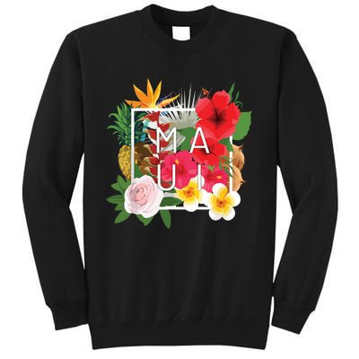 Flowers Of Maui Word Art Hawaiian Island Souvenir Sweatshirt