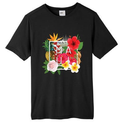 Flowers Of Maui Word Art Hawaiian Island Souvenir Tall Fusion ChromaSoft Performance T-Shirt