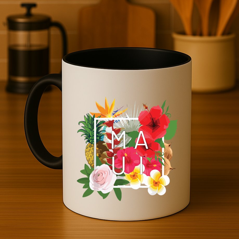 Flowers Of Maui Word Art Hawaiian Island Souvenir Mug
