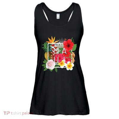 Flowers Of Maui Word Art Hawaiian Island Souvenir Ladies Essential Flowy Tank