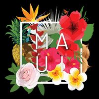 Flowers Of Maui Word Art Hawaiian Island Souvenir Bag