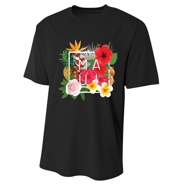 Flowers Of Maui Word Art Hawaiian Island Souvenir Performance Sprint T-Shirt