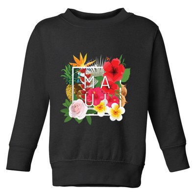 Flowers Of Maui Word Art Hawaiian Island Souvenir Toddler Sweatshirt