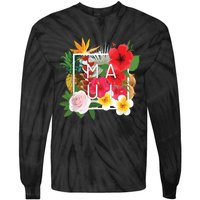 Flowers Of Maui Word Art Hawaiian Island Souvenir Tie-Dye Long Sleeve Shirt