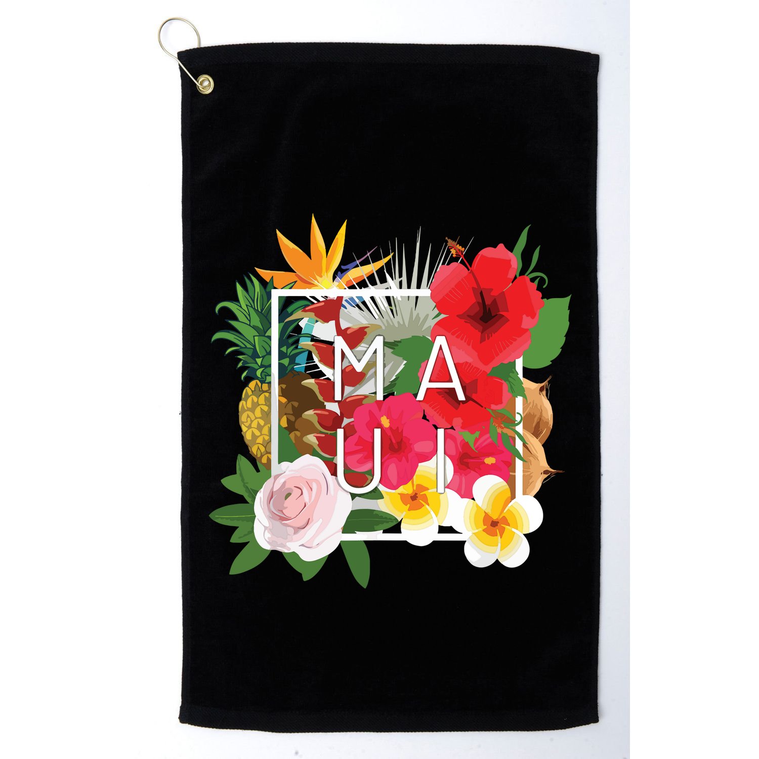 Flowers Of Maui Word Art Hawaiian Island Souvenir Golf Towel