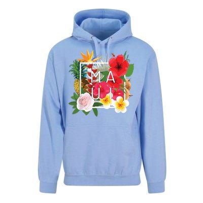 Flowers Of Maui Word Art Hawaiian Island Souvenir Unisex Surf Hoodie