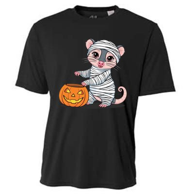 Funny Opossum Mummy Pumpkin Trick Or Treat Halloween Design Cooling Performance Crew T-Shirt