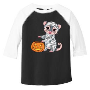 Funny Opossum Mummy Pumpkin Trick Or Treat Halloween Design Toddler Fine Jersey T-Shirt