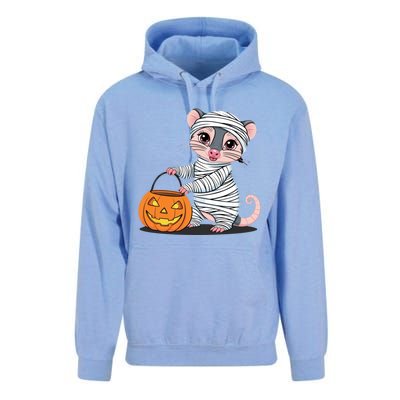 Funny Opossum Mummy Pumpkin Trick Or Treat Halloween Design Unisex Surf Hoodie