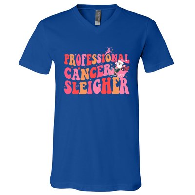 Funny Oncology Nurse Christmas Professional Cancer Sleigher Gift V-Neck T-Shirt