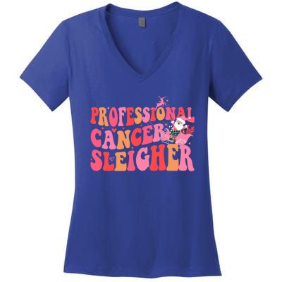 Funny Oncology Nurse Christmas Professional Cancer Sleigher Gift Women's V-Neck T-Shirt