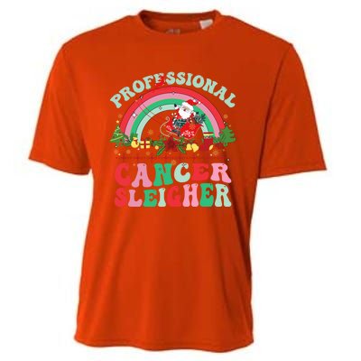 Funny Oncology Nurse Christmas Professional Cancer Sleigher Gift Cooling Performance Crew T-Shirt