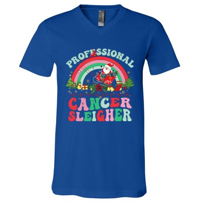 Funny Oncology Nurse Christmas Professional Cancer Sleigher Gift V-Neck T-Shirt