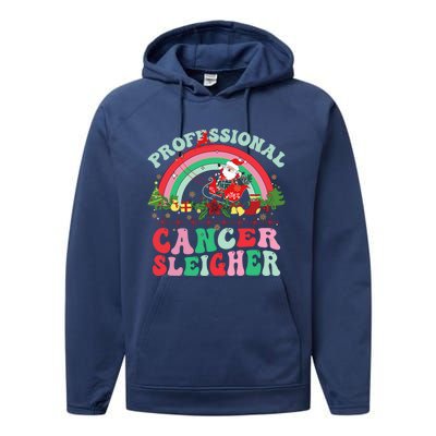 Funny Oncology Nurse Christmas Professional Cancer Sleigher Gift Performance Fleece Hoodie