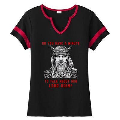 Funny Odin Norse God Viking Gift Ladies Halftime Notch Neck Tee