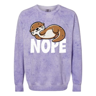 Funny Otter Nope Not Today Animal Lover Sea Otter Lazy Otter Colorblast Crewneck Sweatshirt