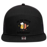 Funny Oktoberfest On My Wurst Behaviour Beer Hot Dog Drinking Team 7 Panel Mesh Trucker Snapback Hat