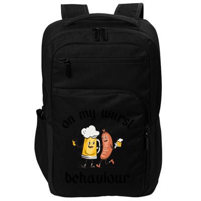 Funny Oktoberfest On My Wurst Behaviour Beer Hot Dog Drinking Team Impact Tech Backpack